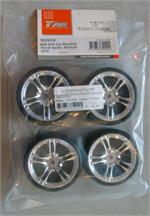 Reifen-1/10 Drift - montiert-5 Spoke Silber Felgen - 12mm Hex - Hard (4 Stk.),TM-503302S