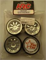 Funkenreifen - 1/10 Drift - montiert - Chrome Felgen - 12mm hex - HRC Fire Tire Dri