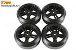 Reifen - 1/10 Drift - montiert - 5 Spoke Schwarz Felgen - 12mm Hex - 45° - Hard (4 Stk.)